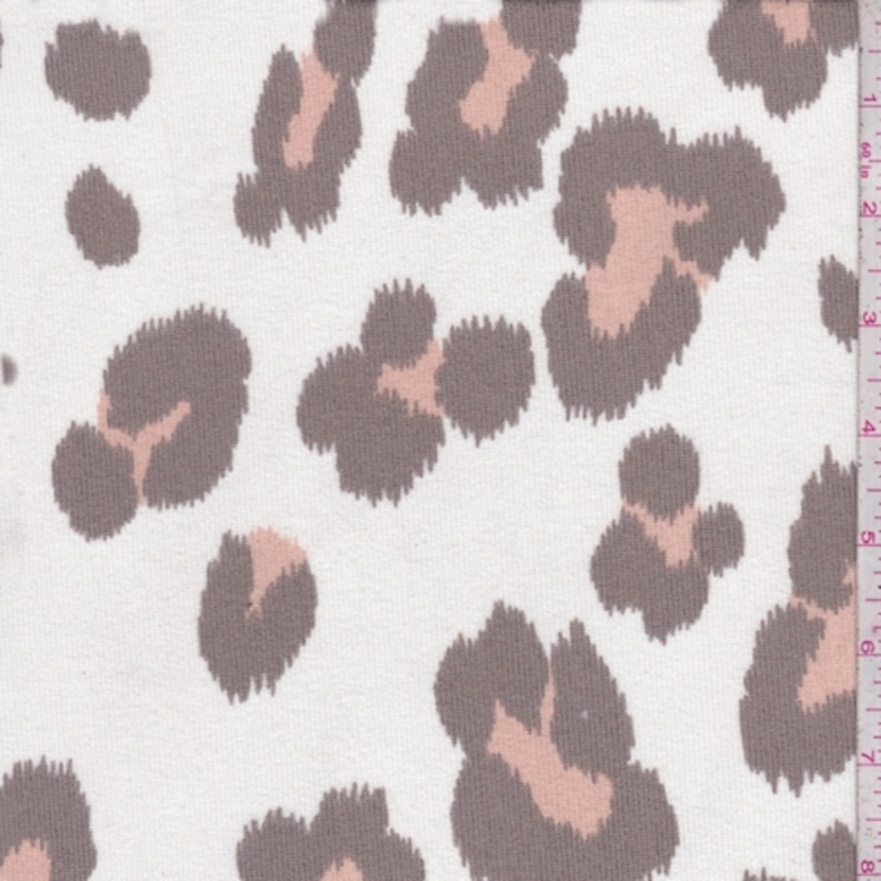 White/Taupe Cheetah Brushed Sweater Jersey Knit Fabric By the Yard